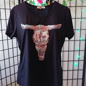 Angel + Premium Longhorn Sequin T